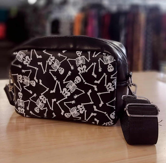 Dancing skeleton shoulder bag