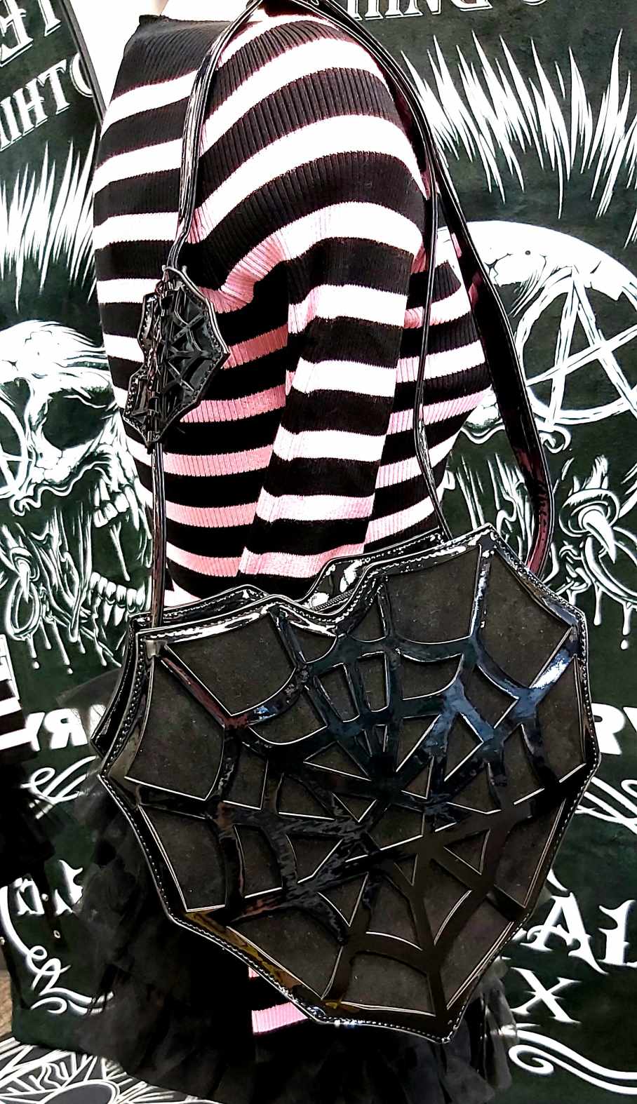 Spider web heart purse