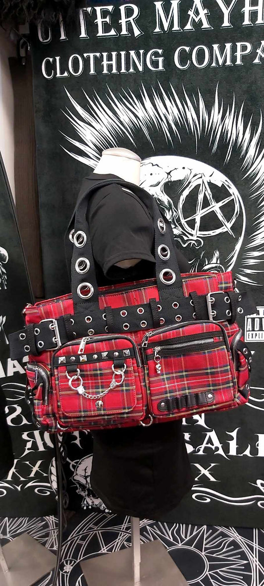 Red plaid shoulder bag