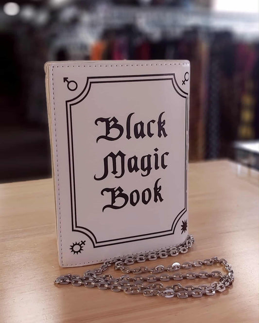 Black Magic book clutch bag (white)