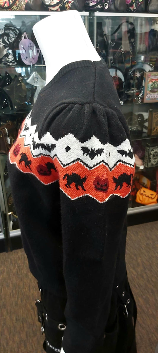Bat cat and pumpkin sweater