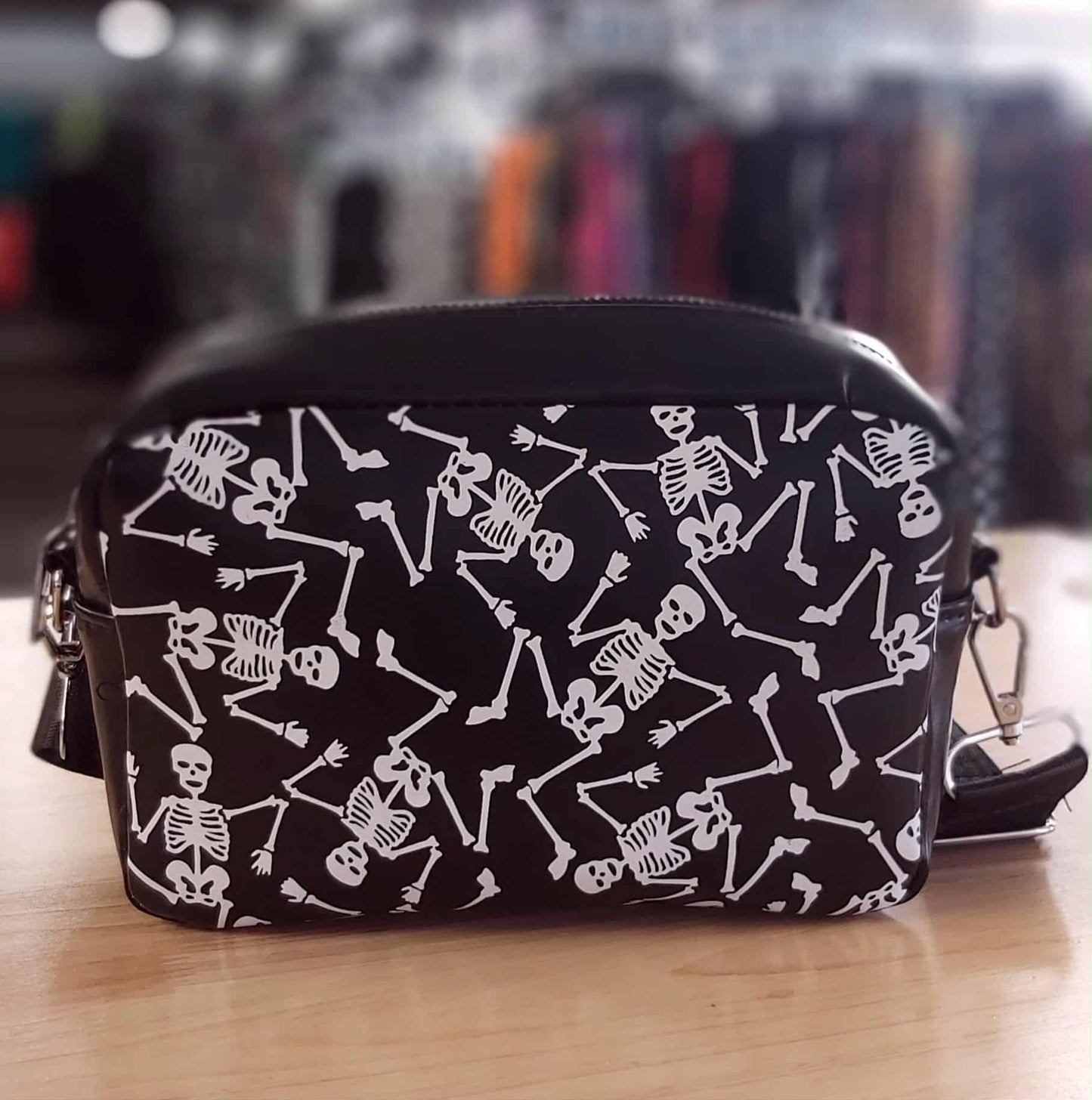 Dancing skeleton shoulder bag